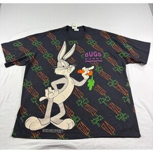 Vintage 90s Bugs Bunny Shirt Mens 2XL Black Looney Tunes Single Stitch Deadstock